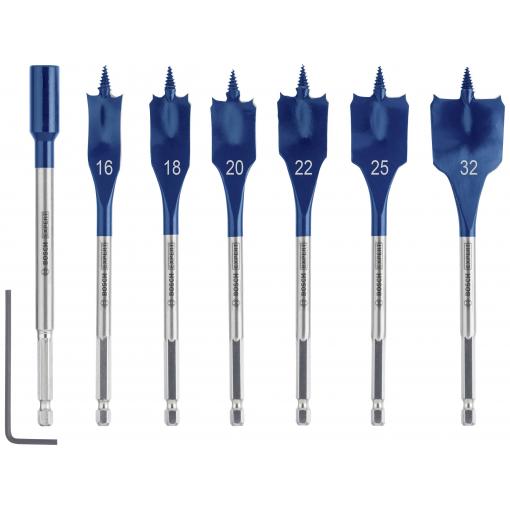 Bosch Accessories 2608900334 sada frézovacích vrtáků do dřeva 7dílná 16 mm, 18 mm, 20 mm, 22 mm, 25 mm, 32 mm Celková délka 152 mm šestihran 7 ks
