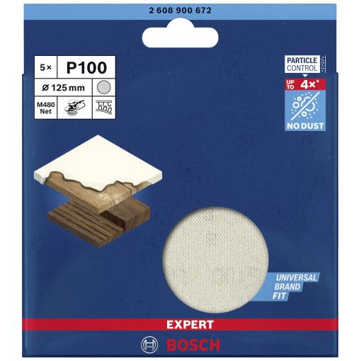 Bosch Accessories EXPERT M480 2608900672 brusná síť pro excentrickou brusku bez otvorů Zrnitost 100 (Ø) 125 mm 5 ks