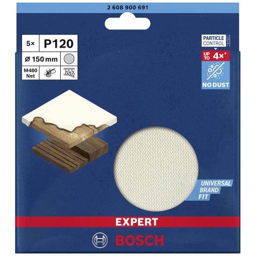 Bosch Accessories EXPERT M480 2608900691 brusná síť pro excentrickou brusku bez otvorů Zrnitost 120 (Ø) 150 mm 5 ks