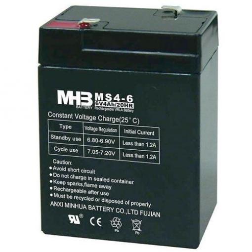 Olověný bezúdržbový akumulátor MHB VRLA AGM 6V/4 Ah  MS4-6 (70x47x101mm)