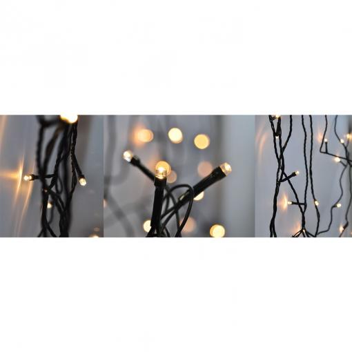 Solight LED venkovní vánoční řetěz, 50 LED, 5m, přívod 3m, 8 funkcí, časovač, IP44, teplá bílá - 1V110-WW-1