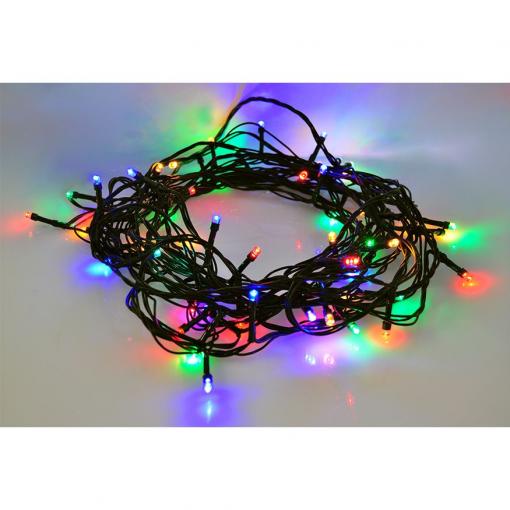 Solight LED venkovní vánoční řetěz, 100 LED, 10m, přívod 3m, 8 funkcí, časovač, IP44, vícebarevný - 1V101-M-1