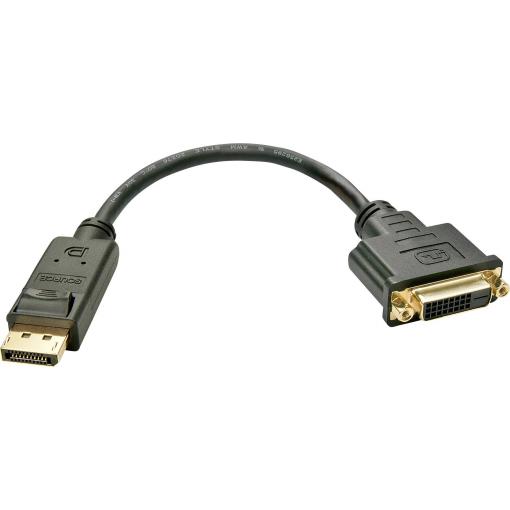 LINDY 41004 DisplayPort kabelový adaptér [1x zástrčka DisplayPort - 1x DVI zásuvka 24+1pólová] černá 15.00 cm