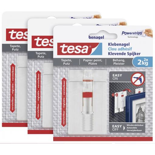 tesa 77777 Nastavitelné lepicí hřebík bílá Množství: 6 ks