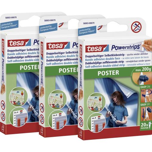 tesa POWERSTRIPS® Poster Oboustranná lepicí páska bílá Množství: 60 ks