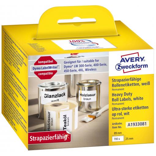 Avery-Zweckform A1933081 etikety (role) 89 x 25 mm fólie bílá 1 sada univerzální etikety