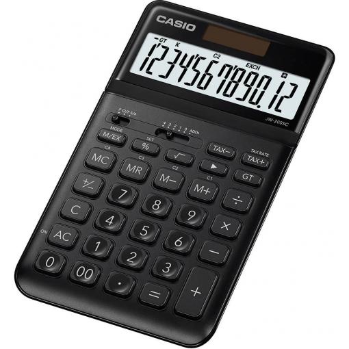 Casio JW-200SC-BK stolní kalkulačka, displej (počet míst) 12, solární napájení, na baterii, černá