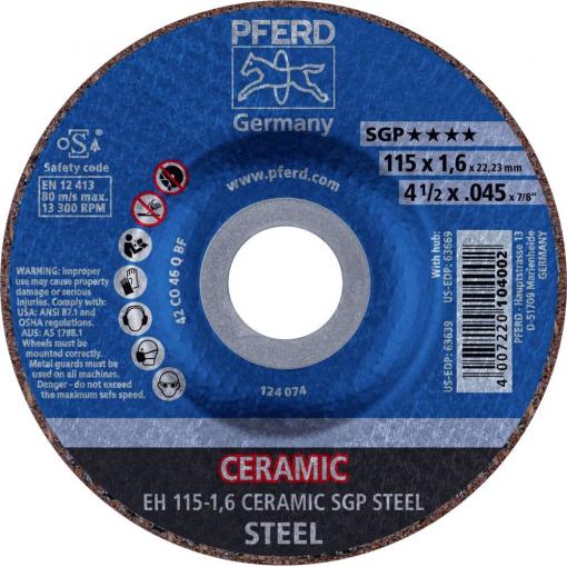 PFERD TOOLS EH 115-1,6 CERAMIC SGP STEEL 61300115 řezný kotouč lomený 115 mm 25 ks ocel