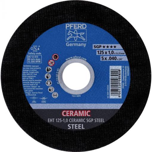 PFERD TOOLS EHT 100-1,3 CERAMIC SGP STEEL/16,0 61301013 řezný kotouč rovný 100 mm 25 ks ocel