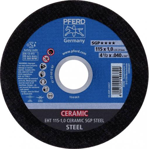 PFERD TOOLS EHT 115-1,0 CERAMIC SGP STEEL 61301510 řezný kotouč rovný 115 mm 25 ks ocel