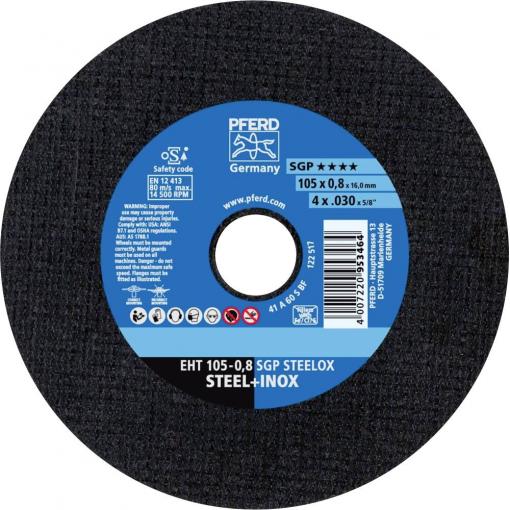 PFERD TOOLS EHT 105-0,8 SGP STEELOX/16,0 61330008 řezný kotouč rovný 105 mm 25 ks nerezová ocel, ocel