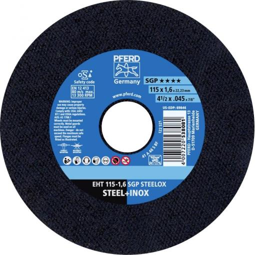 PFERD TOOLS EHT 115-1,6 SGP STEELOX 61330420 řezný kotouč rovný 115 mm 25 ks nerezová ocel, ocel