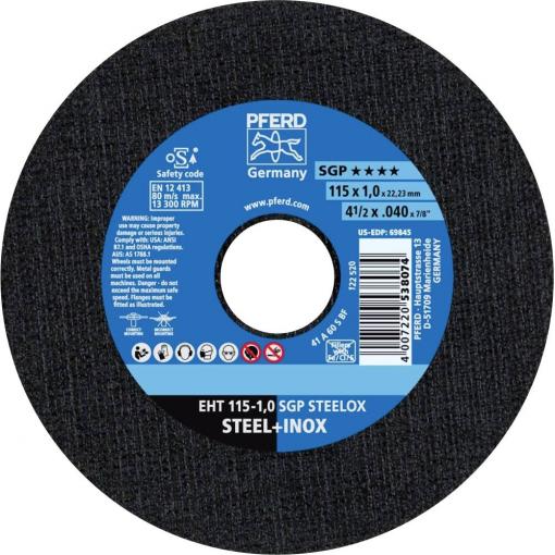 PFERD TOOLS EHT 115-1,0 SGP STEELOX 61330421 řezný kotouč rovný 115 mm 25 ks nerezová ocel, ocel