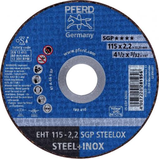 PFERD TOOLS EHT 115-2,2 SGP STEELOX 61330422 řezný kotouč rovný 115 mm 25 ks nerezová ocel, ocel