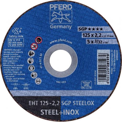 PFERD TOOLS EHT 125-2,2 SGP STEELOX 61331622 řezný kotouč rovný 125 mm 25 ks nerezová ocel, ocel