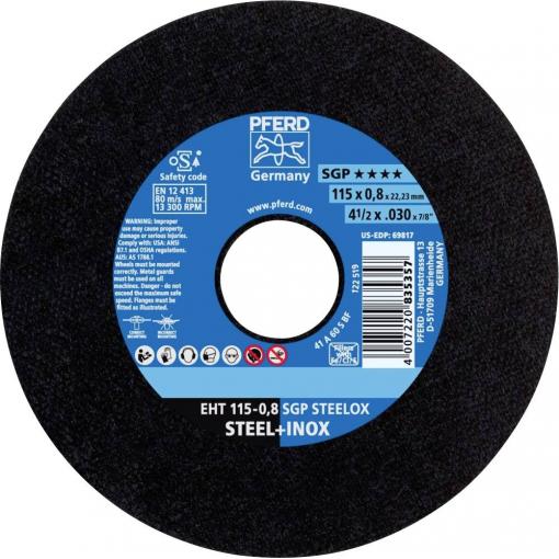 PFERD TOOLS EHT 115-0,8 SGP STEELOX 61340394 řezný kotouč rovný 115 mm 25 ks nerezová ocel, ocel