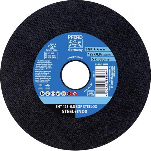 PFERD TOOLS EHT 125-0,8 SGP STEELOX 61341094 řezný kotouč rovný 125 mm 25 ks nerezová ocel, ocel