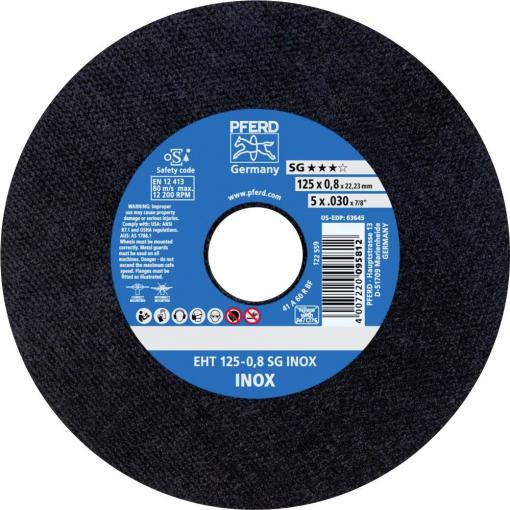 PFERD TOOLS EHT 125-0,8 SG INOX 61341096 řezný kotouč rovný 125 mm 25 ks nerezová ocel
