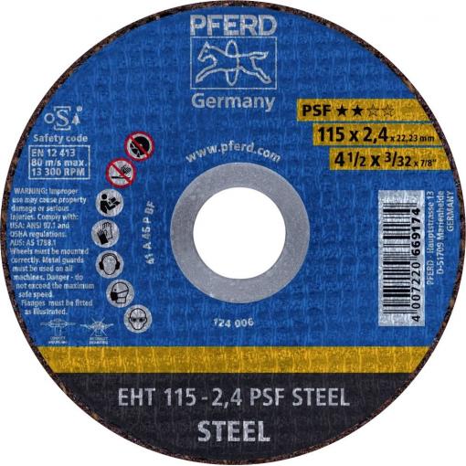 PFERD TOOLS EHT 115-2,4 PSF STEEL 61730026 řezný kotouč rovný 115 mm 25 ks ocel