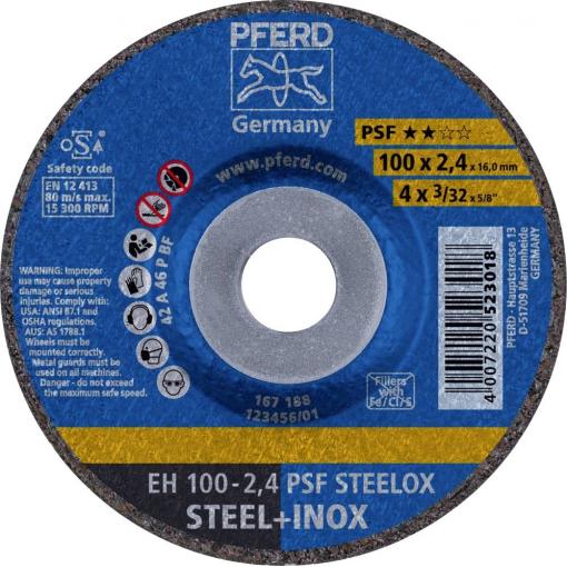 PFERD TOOLS EH 100-2,4 PSF STEELOX/16,0 61739326 řezný kotouč lomený 100 mm 25 ks nerezová ocel, ocel