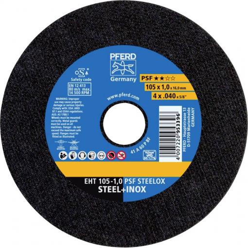 PFERD TOOLS EHT 105-1,0 PSF STEELOX/16,0 61741105 řezný kotouč rovný 105 mm 25 ks nerezová ocel, ocel
