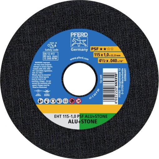 PFERD TOOLS EHT 115-1,0 PSF ALU+STONE 61818010 řezný kotouč rovný 115 mm 25 ks hliník, neželezné kovy, titan, Slitina titanu, litina , Duroplast , kámen,