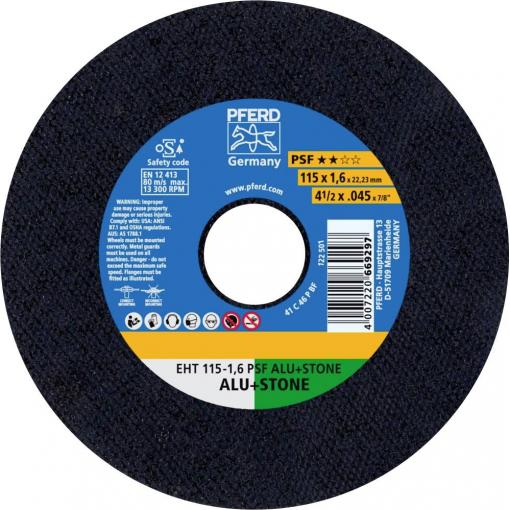 PFERD TOOLS EHT 115-1,6 PSF ALU+STONE 61818021 řezný kotouč rovný 115 mm 25 ks hliník, neželezné kovy, titan, Slitina titanu, litina , Duroplast , kámen,