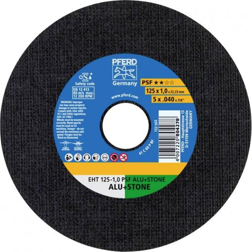 PFERD TOOLS EHT 125-1,0 PSF ALU+STONE 61819010 řezný kotouč rovný 125 mm 25 ks hliník, neželezné kovy, titan, Slitina titanu, litina , Duroplast , kámen,