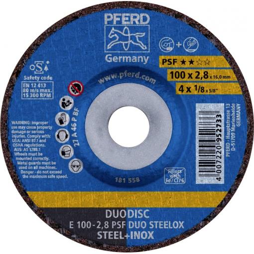 PFERD TOOLS 62010632 E 100-2,8 PSF DUO STEELOX/16,0 brusný kotouč lomený Průměr 100 mm Ø otvoru 16 mm nerezová ocel, ocel, Rozněcovač 10 ks