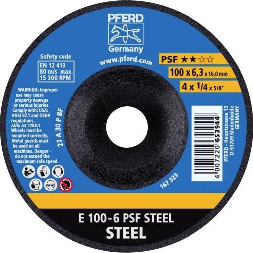 PFERD TOOLS 62010634 E 100-6 PSF STEEL/16,0 brusný kotouč lomený Průměr 100 mm Ø otvoru 16 mm litina , ocel, ocelový odlitek 10 ks