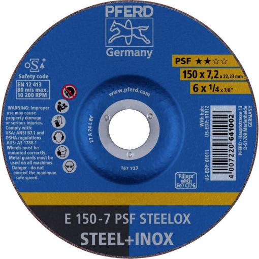PFERD TOOLS 62015640 E 150-7 PSF STEELOX brusný kotouč lomený Průměr 150 mm Ø otvoru 22.23 mm nerezová ocel, ocel 10 ks