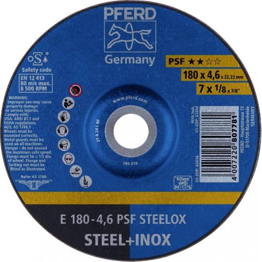 PFERD TOOLS 62017520 E 180-4,6 PSF STEELOX brusný kotouč lomený Průměr 180 mm Ø otvoru 22.23 mm nerezová ocel, ocel 10 ks