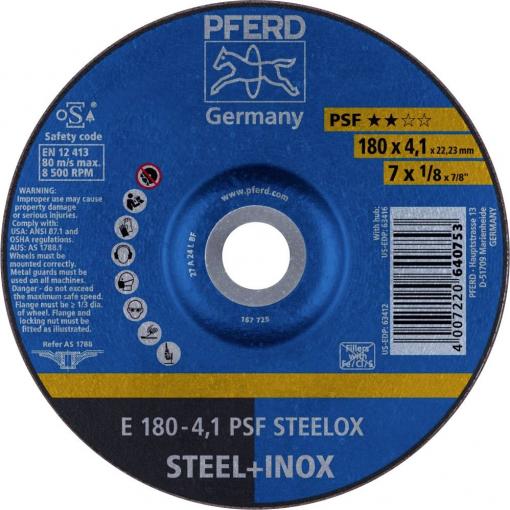 PFERD TOOLS 62017950 E 180-4,1 PSF STEELOX brusný kotouč lomený Průměr 180 mm Ø otvoru 22.23 mm nerezová ocel, ocel 10 ks