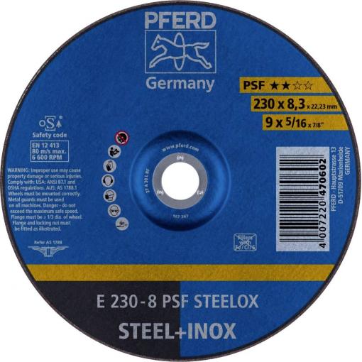 PFERD TOOLS 62023831 E 230-8 PSF STEELOX brusný kotouč lomený Průměr 230 mm Ø otvoru 22.23 mm nerezová ocel, ocel 10 ks