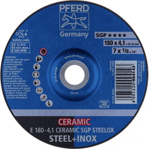 PFERD TOOLS 62100180 E 180-4,1 CERAMIC SGP STEELOX brusný kotouč lomený Průměr 180 mm Ø otvoru 22.23 mm nerezová ocel, ocel 10 ks