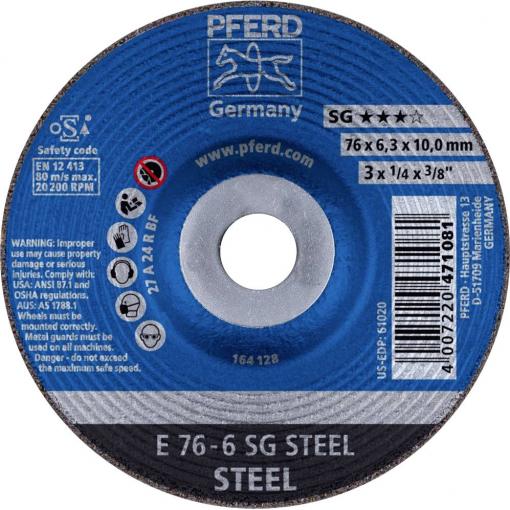 PFERD TOOLS 62208626 E 76-6 SG STEEL/10,0 brusný kotouč lomený Průměr 76 mm Ø otvoru 10 mm ocel 10 ks