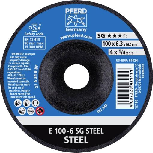 PFERD TOOLS 62210626 E 100-6 SG STEEL/16,0 brusný kotouč lomený Průměr 100 mm Ø otvoru 16 mm ocel 10 ks