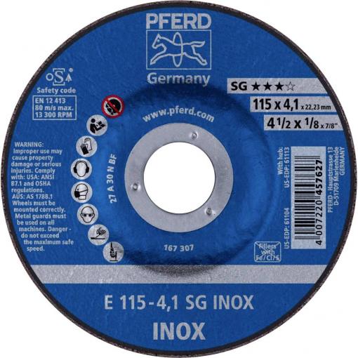 PFERD TOOLS 62211423 E 115-4,1 SG INOX brusný kotouč lomený Průměr 115 mm Ø otvoru 22.23 mm nerezová ocel 10 ks