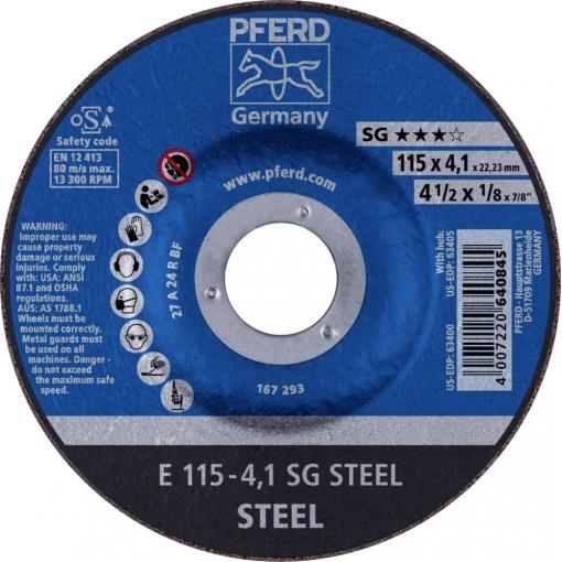 PFERD TOOLS 62211436 E 115-4,1 SG STEEL brusný kotouč lomený Průměr 115 mm Ø otvoru 22.23 mm ocel 10 ks