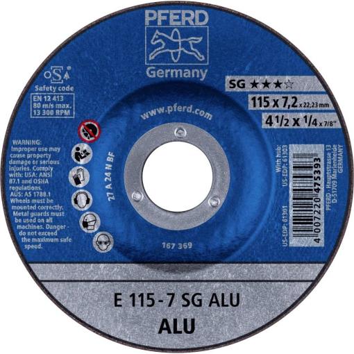 PFERD TOOLS 62211622 E 115-7 SG ALU brusný kotouč lomený Průměr 115 mm Ø otvoru 22.23 mm hliník, neželezné kovy 10 ks