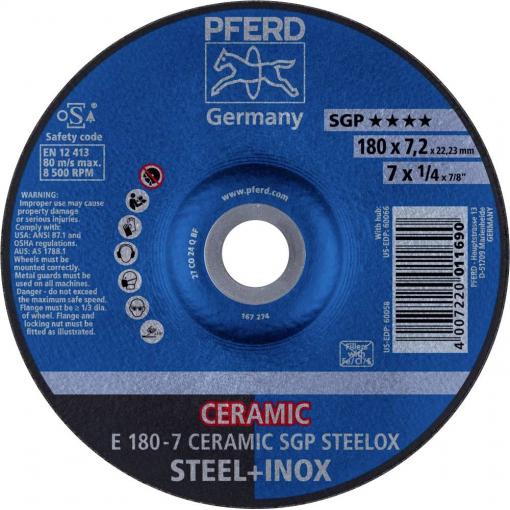 PFERD TOOLS 62217300 E 180-7 CERAMIC SGP STEELOX brusný kotouč lomený Průměr 180 mm Ø otvoru 22.23 mm nerezová ocel, ocel 10 ks