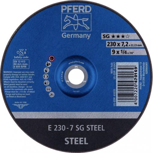 PFERD TOOLS 62223626 E 230-7 SG STEEL brusný kotouč lomený Průměr 230 mm Ø otvoru 22.23 mm ocel 10 ks