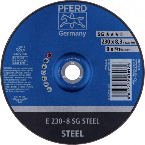 PFERD TOOLS 62223826 E 230-8 SG STEEL brusný kotouč lomený Průměr 230 mm Ø otvoru 22.23 mm nerezová ocel, ocel 10 ks