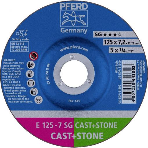 PFERD TOOLS 62912725 E 125-7 SG CAST+STONE brusný kotouč lomený Průměr 125 mm Ø otvoru 22.23 mm Slitina hliníku, litina , Litá kůže, beton, titan 10 ks