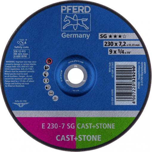 PFERD TOOLS 62914720 E 230-7 SG CAST+STONE brusný kotouč lomený Průměr 230 mm Ø otvoru 22.23 mm Slitina hliníku, litina , Litá kůže, beton, titan 10 ks