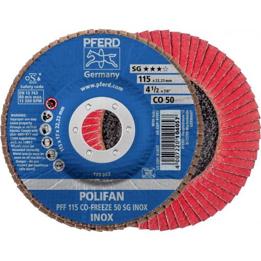 PFERD TOOLS 67611550 PFF 115 CO-FREEZE 50 SG INOX vějířovitý brusný kotouč Průměr 115 mm Ø otvoru 22.23 mm Slitina na bázi niklu, Superslitiny na bázi niklu