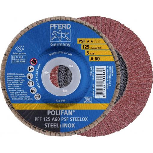 PFERD TOOLS 67646125 PFF 125 A 60 PSF STEELOX vějířovitý brusný kotouč Průměr 125 mm Ø otvoru 22.23 mm Zrnitost 60 nerezová ocel, ocel 10 ks