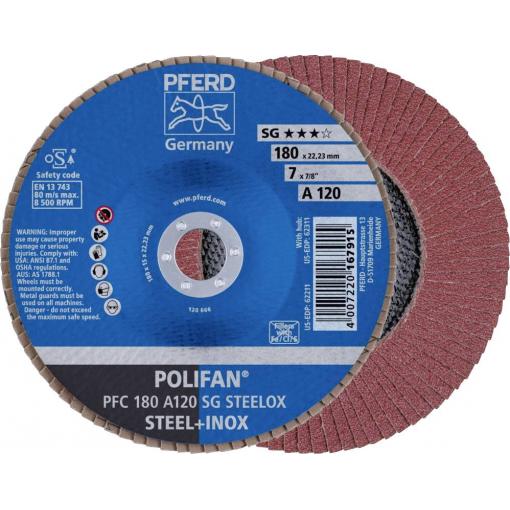 PFERD TOOLS 67712185 PFC 180 A 120 SG STEELOX vějířovitý brusný kotouč Průměr 180 mm Ø otvoru 22.23 mm nerezová ocel, ocel 10 ks