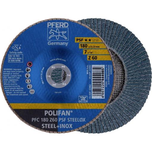 PFERD TOOLS 67766185 PFC 180 Z 60 PSF STEELOX vějířovitý brusný kotouč Průměr 180 mm Ø otvoru 22.23 mm Zrnitost 60 nerezová ocel, ocel 10 ks