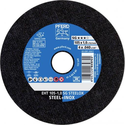 PFERD TOOLS EHT 105-1,0 SG STEELOX/16,0 69121043 řezný kotouč rovný 105 mm 25 ks nerezová ocel, ocel